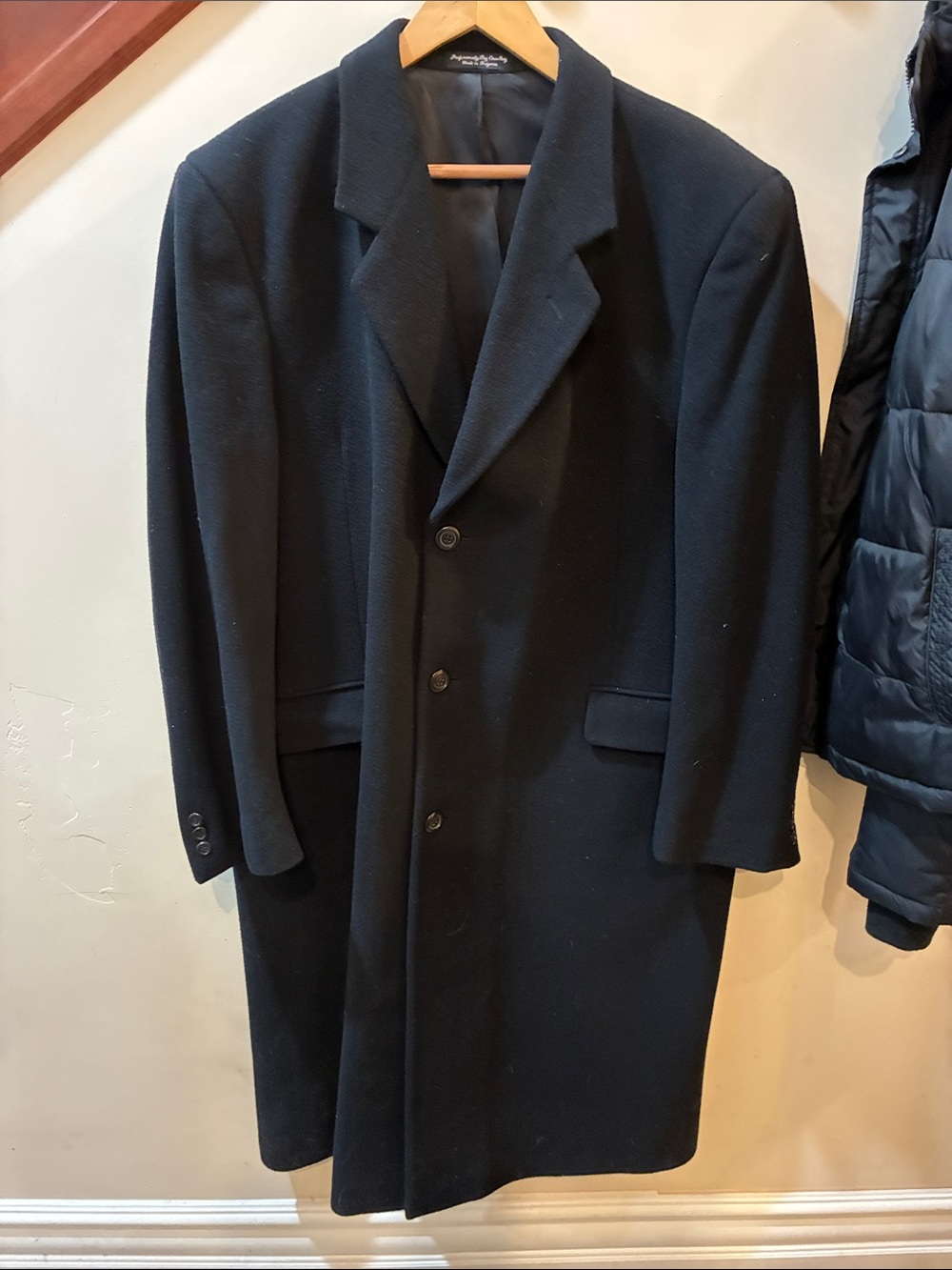 Men's Black Overcoat - Classic Tailored Coat